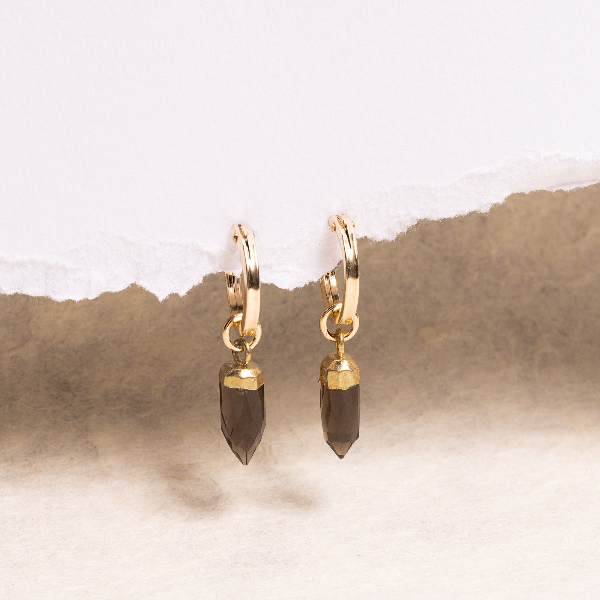 Smokey Quartz Gold Spike Earrings Earrings Soul & Little Rose   