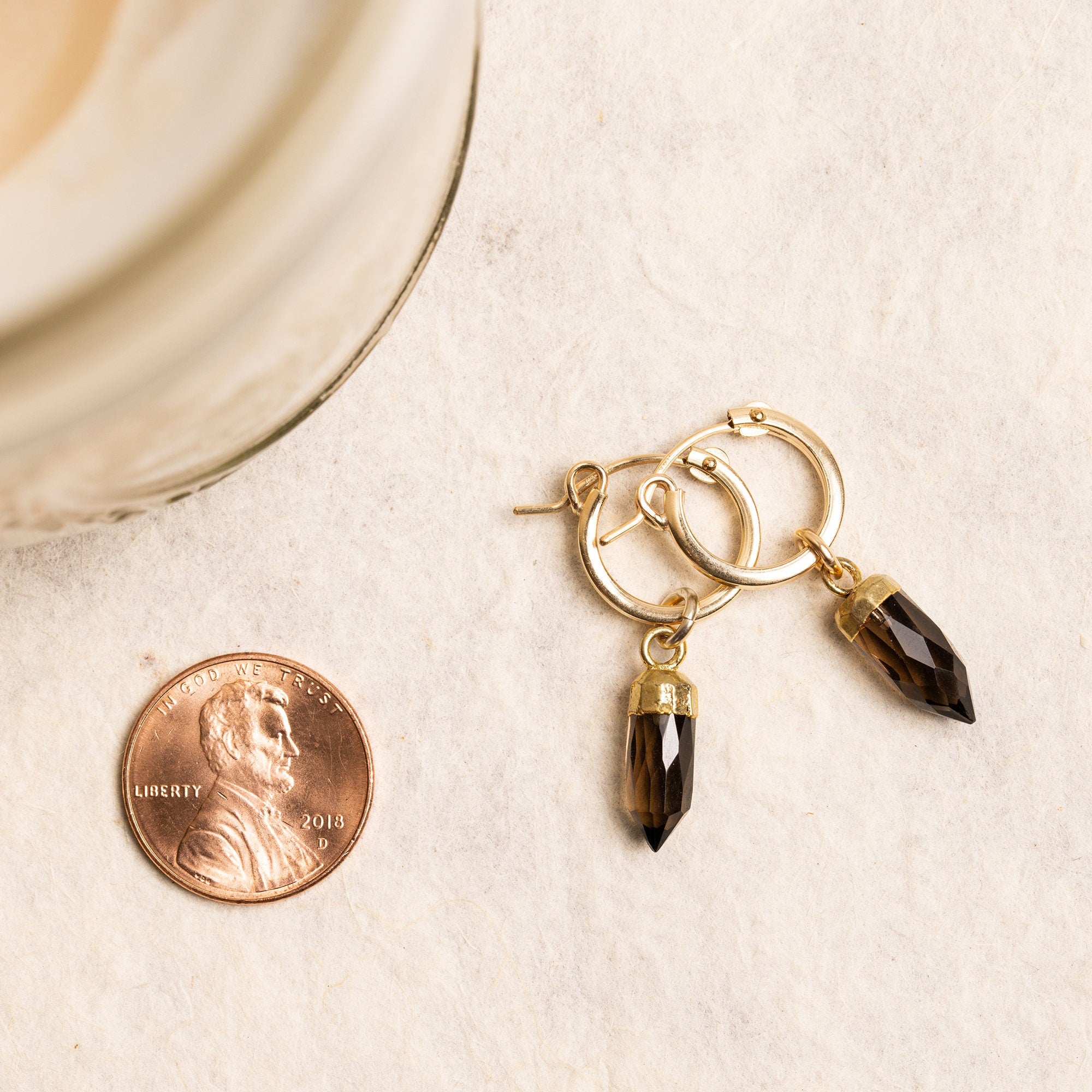 Smokey Quartz Gold Spike Earrings Earrings Soul & Little Rose   