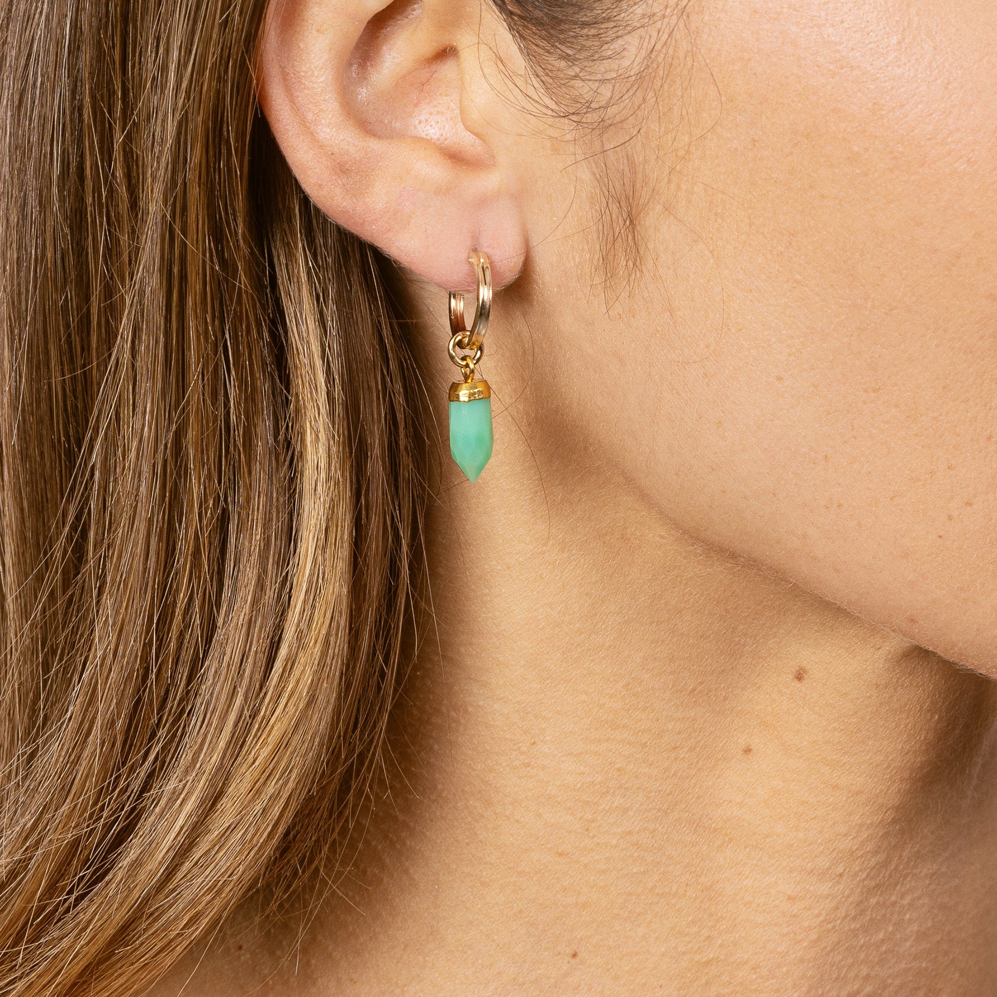 Chrysoprase Spike Earrings 14k Gold Filled Hoops Earrings Soul & Little Rose   