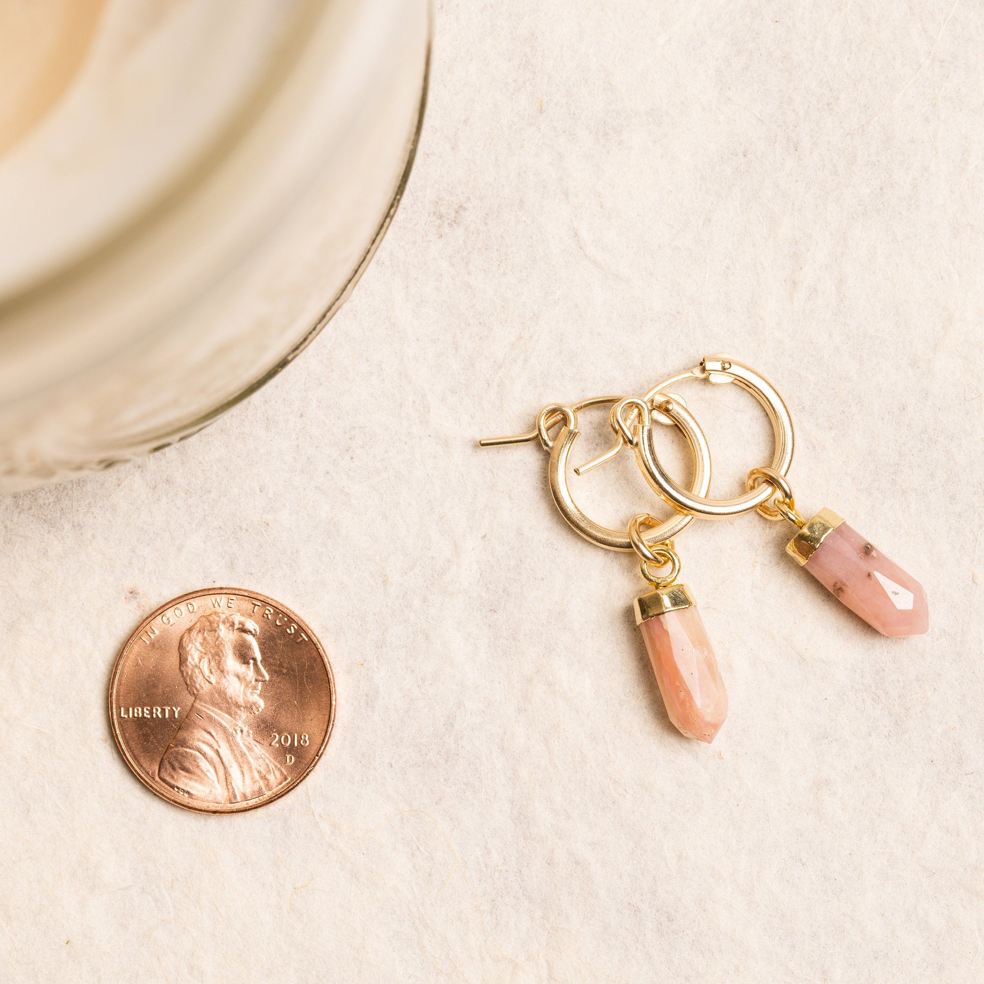 Pink Opal Point Spike Gold Earrings Earrings Soul & Little Rose   