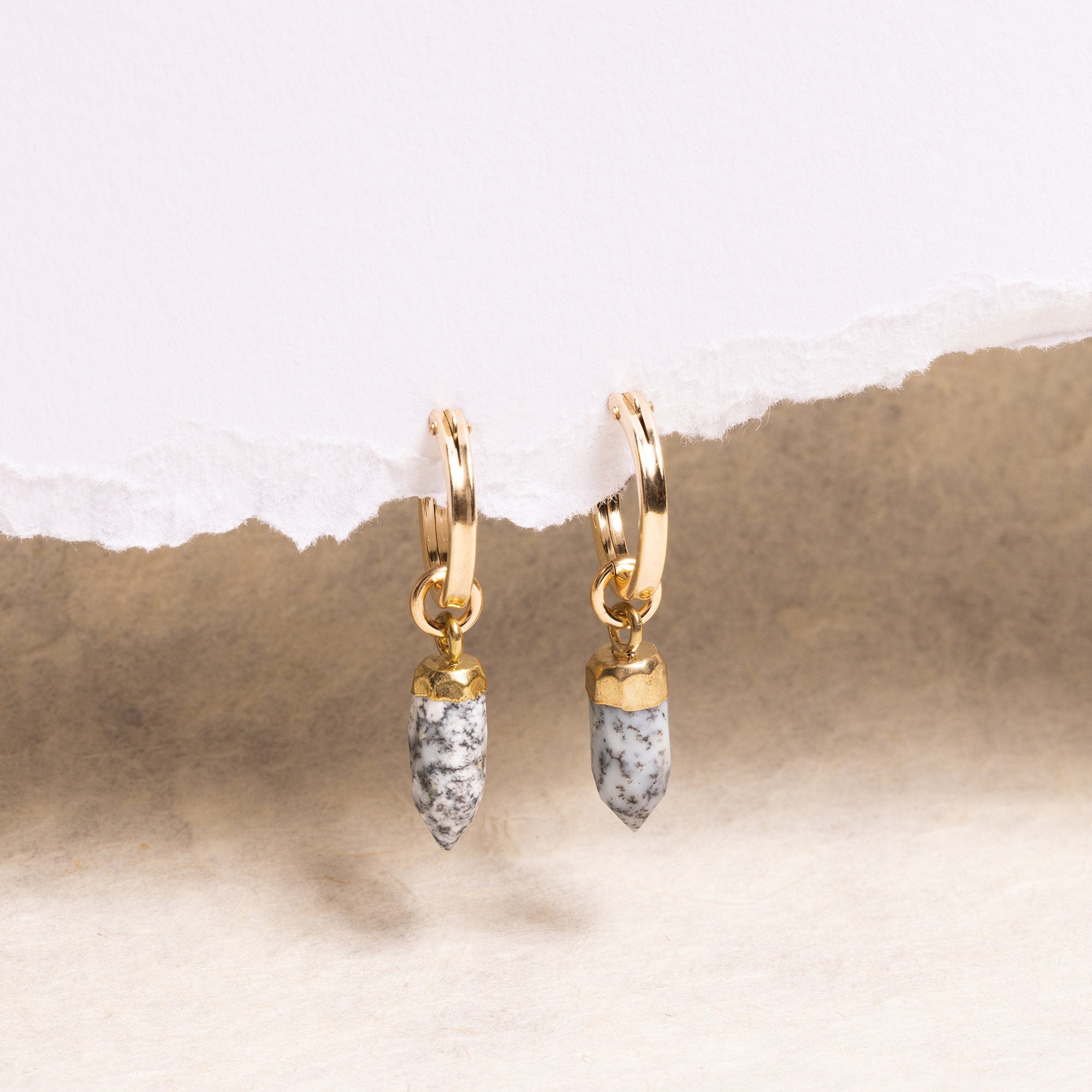 Dendrite Opal Spike Gold Earrings Earrings Soul & Little Rose   