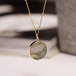 Labradorite Gold Disc Pendant Necklace (Satellite Chain) Necklaces Soul & Little Rose   