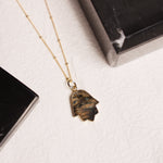 Labradorite Hamsa Hand of Fate Pendant Necklace Necklaces Soul & Little Rose   