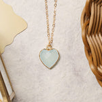 Aqua Chalcedony Heart Charm Pendant Necklace Necklaces Soul & Little Rose   