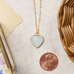 Aqua Chalcedony Heart Charm Pendant Necklace Necklaces Soul & Little Rose   