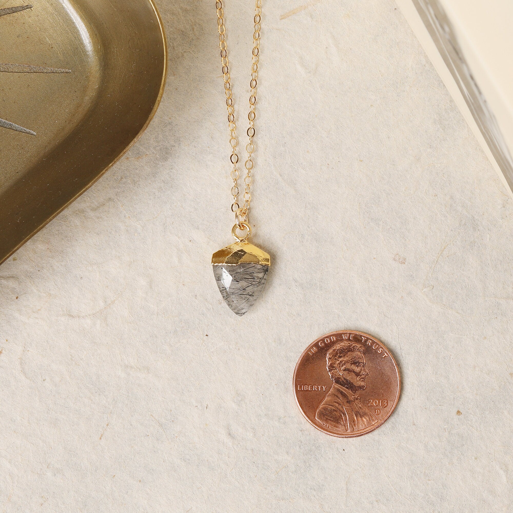 Rutilated Quartz Shield Shape Gemsonte Necklace