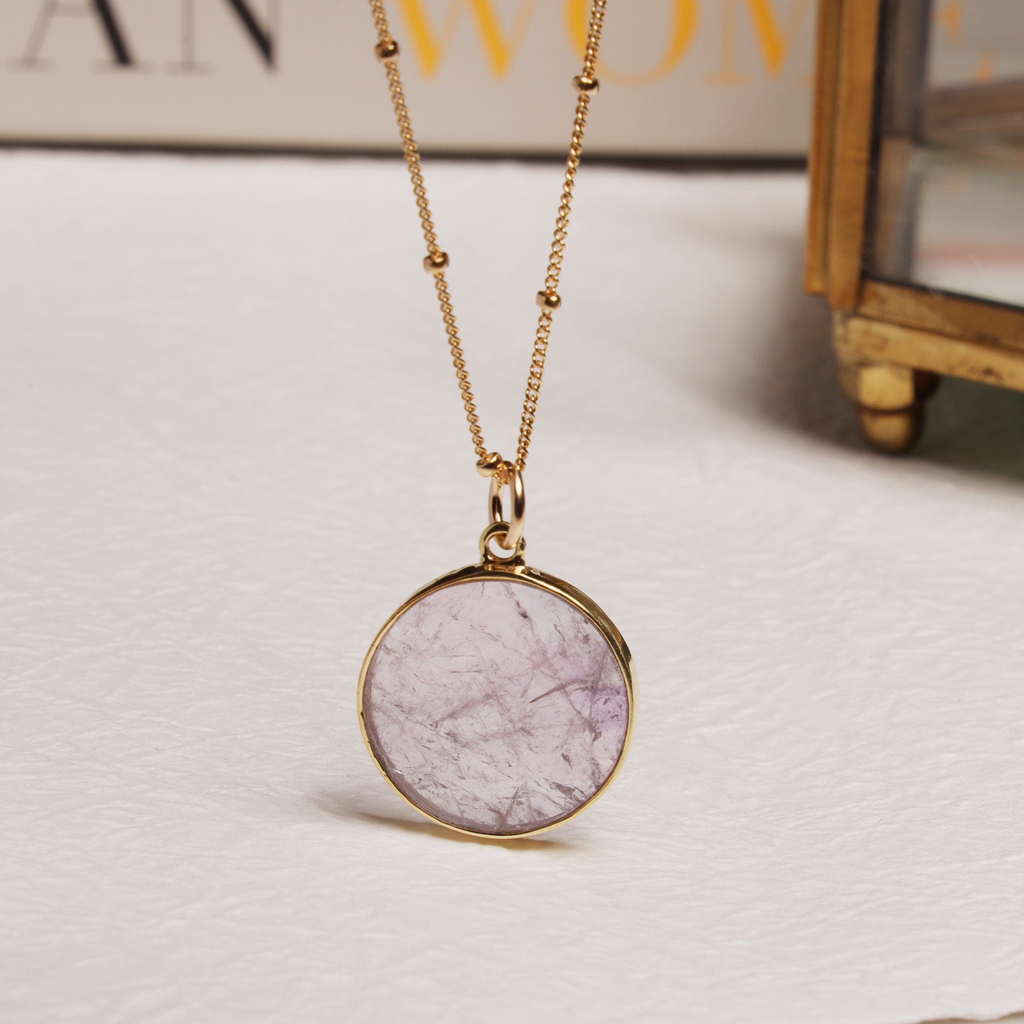 Amethyst Circle Necklace with Satellite Chain Necklaces Soul & Little Rose   