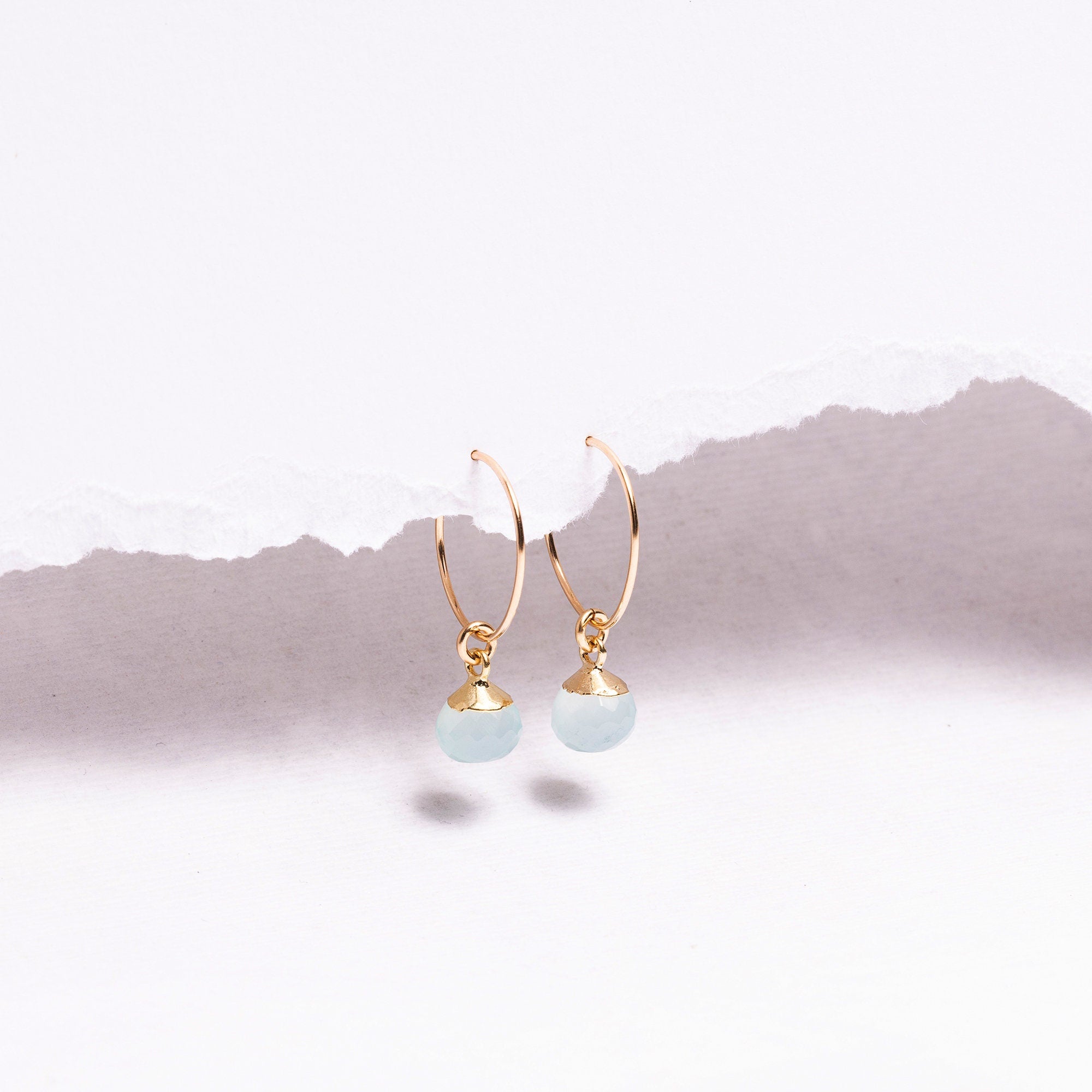 Aqua Chalcedony Mini Sphere Gold Earrings Earrings Soul & Little Rose   