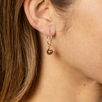 Brown Moonstone Mini Sphere Gold drop earrings - Earrings Soul & Little Rose   