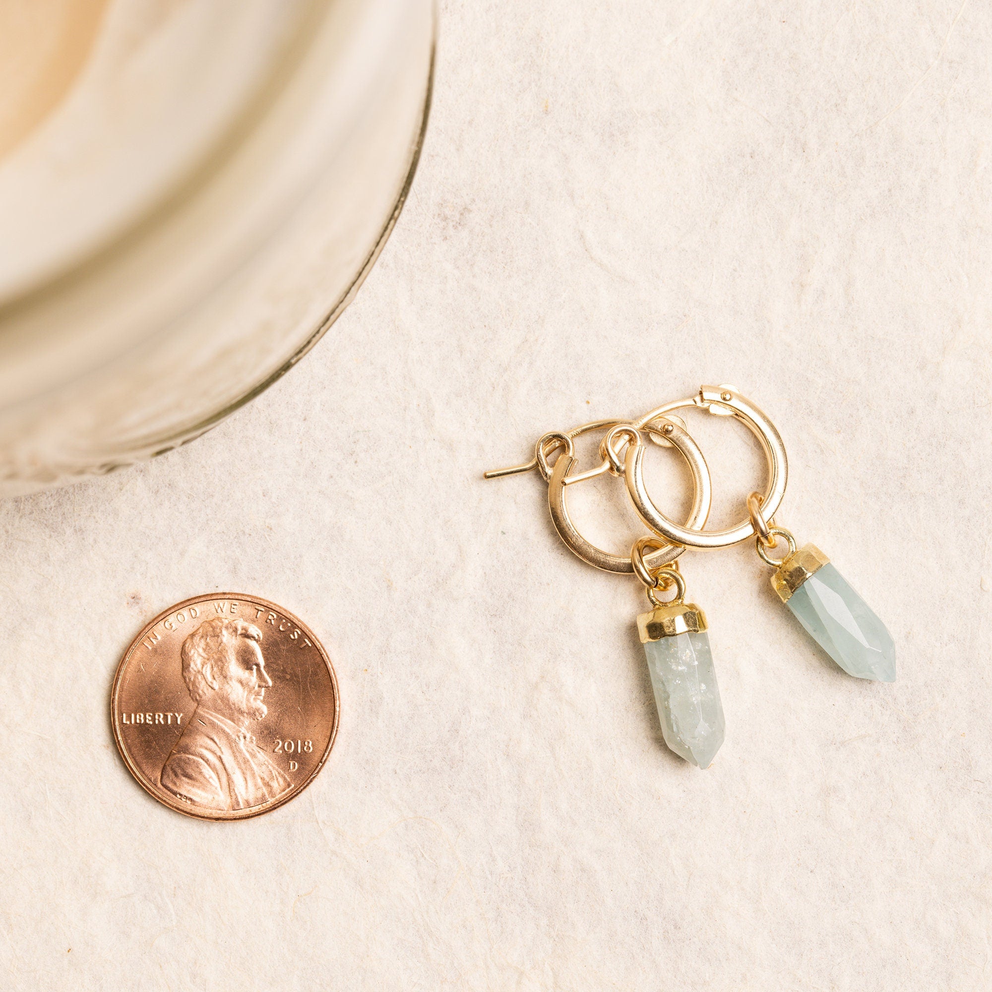 Aquamarine Gold Spike earrings Earrings Soul & Little Rose   