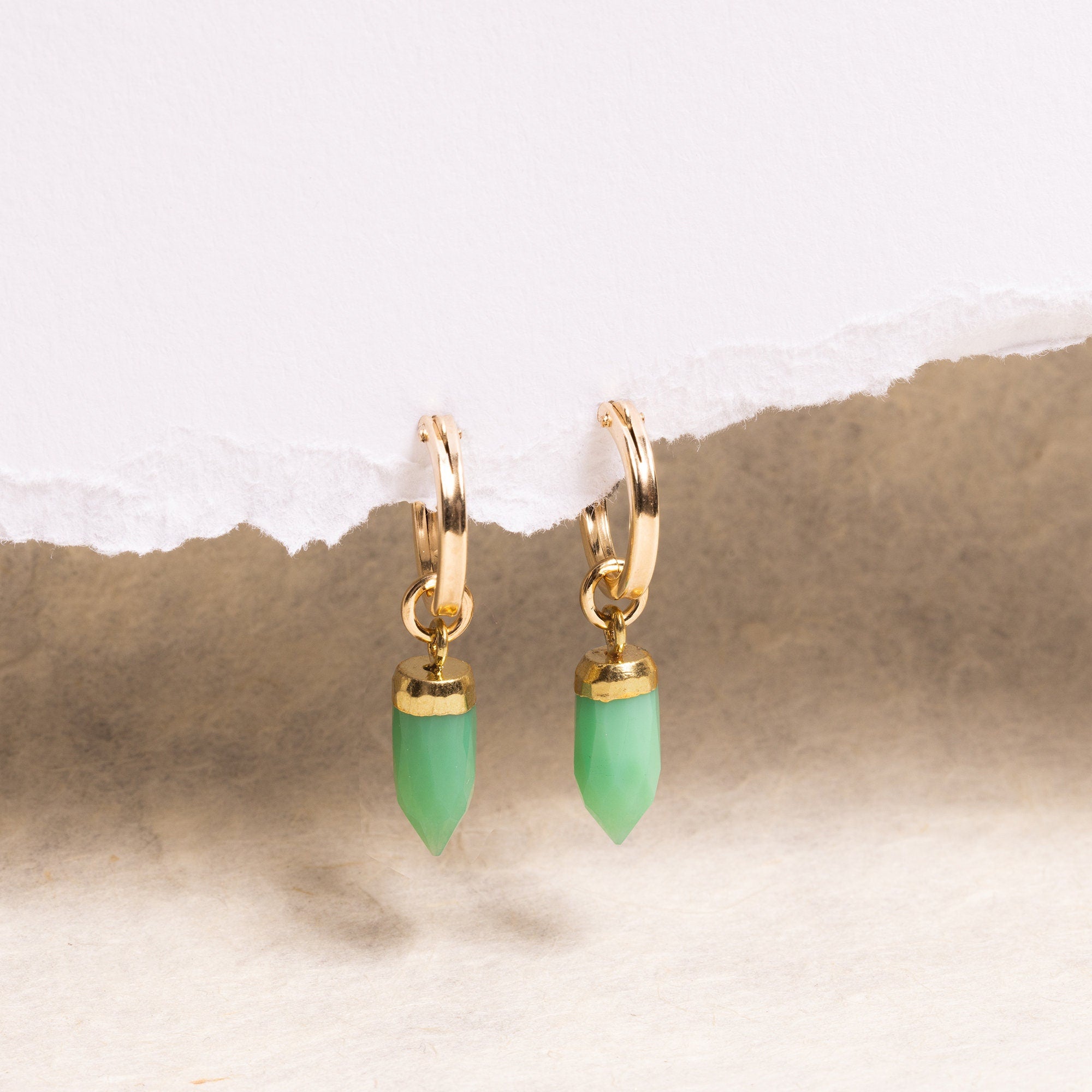 Chrysoprase Spike Earrings 14k Gold Filled Hoops Earrings Soul & Little Rose   