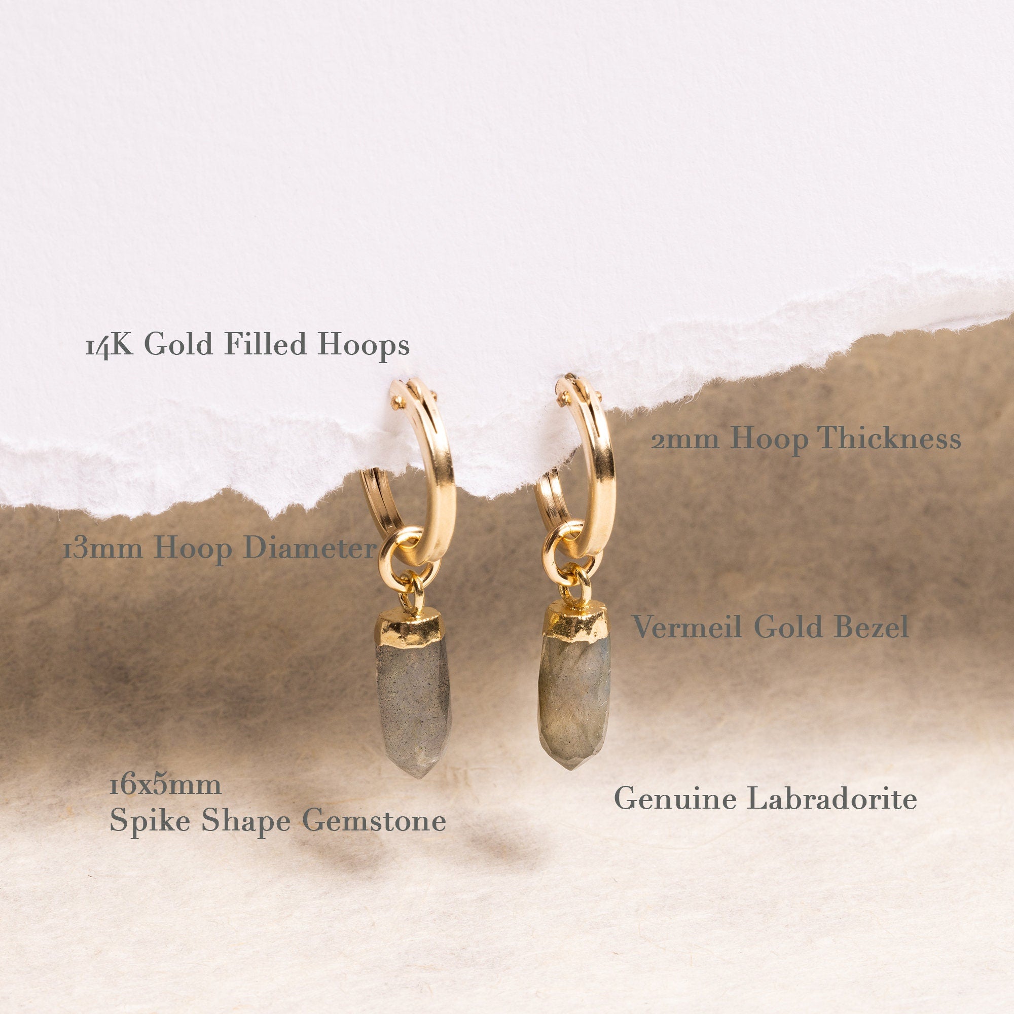 Labradorite Spike Gemstone Gold Earrings Earrings Soul & Little Rose   
