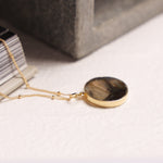 Labradorite Gold Disc Pendant Necklace (Satellite Chain) Necklaces Soul & Little Rose   