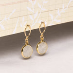 Moonstone Round Gemstone Drop Gold Earrings Earrings Soul & Little Rose   