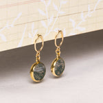 Moss Agate Gemstone Gold Drop Earrings Earrings Soul & Little Rose   