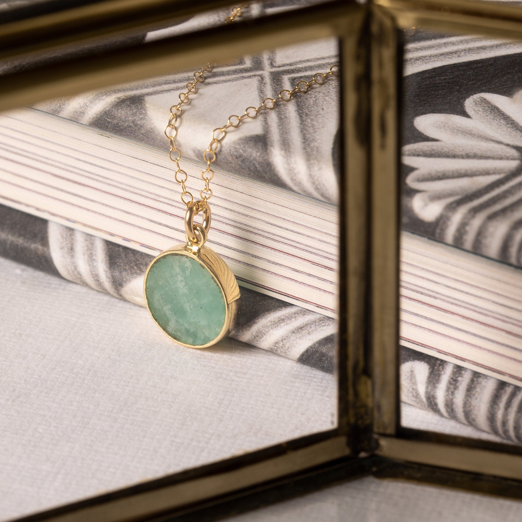 Amazonite Small Gold Disc Round Necklace Necklaces Soul & Little Rose   