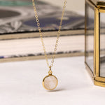 Rose Quartz Small Circle Pendant Gold Necklace Necklaces Soul & Little Rose   