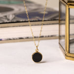 Black Onyx Small Round Gold Disc Circle Necklace Necklaces Soul & Little Rose   
