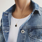 Black Onyx Small Round Gold Disc Circle Necklace Necklaces Soul & Little Rose   