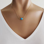 Blue Howlite Bi-Cone Geometric Pendant Necklace Necklaces Soul & Little Rose   