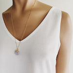 Amethyst Chunk Long Necklace (Satellite Chain) Necklaces Soul & Little Rose   