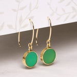 Chrysoprase Round Gemstone Drop Gold Earrings Earrings Soul & Little Rose   