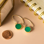 Chrysoprase Round Gemstone Drop Gold Earrings Earrings Soul & Little Rose   