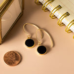Black onyx and gold circle drop earrings Earrings Soul & Little Rose   