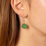 Chrysoprase Round Gemstone Drop Gold Earrings Earrings Soul & Little Rose   