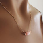 Rose Quartz Stadium Shape Gemstone Necklace  Soul & Little Rose   