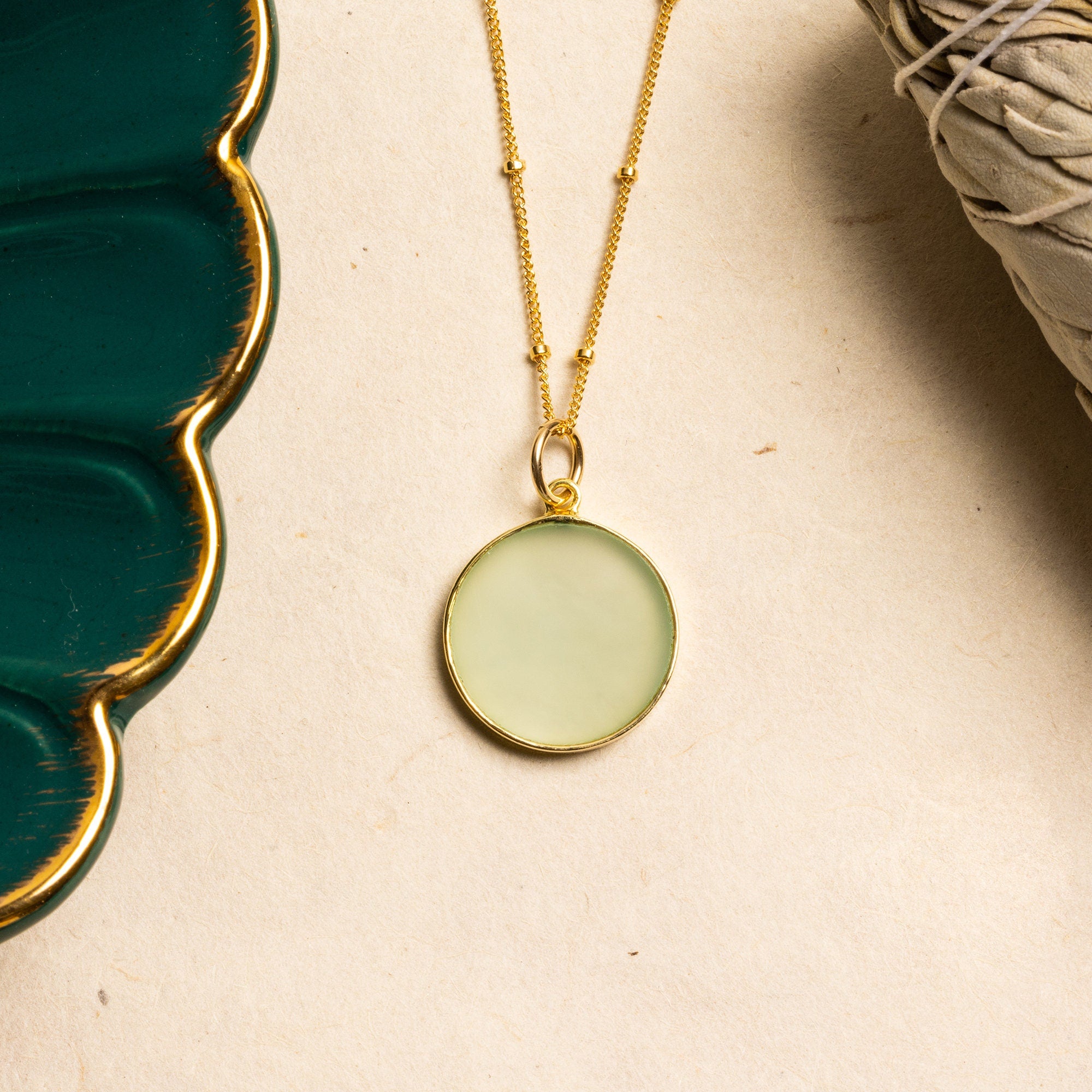 Aqua Chalcedony Gold Disc Necklace Necklaces Soul & Little Rose   