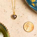 Brown Moonstone Small Heart Pendant Necklace Necklaces Soul & Little Rose   