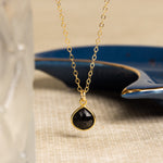 Black Onyx Drop Gemstone Gold Pendant Necklace Necklaces Soul & Little Rose   