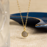 Gray Moonstone Gemstone Gold Teardrop Pendant Necklace Necklaces Soul & Little Rose   