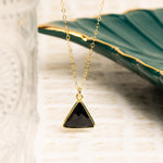 Black Onyx Triangle Gold Gemstone Necklace Necklaces Soul & Little Rose   
