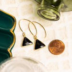 Black Onyx Triangle Gold Drop Earrings Earrings Soul & Little Rose   