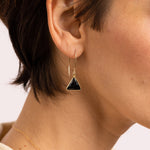 Black Onyx Triangle Gold Drop Earrings Earrings Soul & Little Rose   