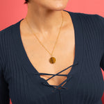 Tiger's Eye Circle Pendant Necklace (Satellite Chain) Necklaces Soul & Little Rose   