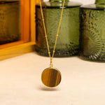 Tiger's Eye Circle Pendant Necklace (Satellite Chain) Necklaces Soul & Little Rose   