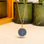 Blue Opal Gold Disc Pendant Necklace (Satellite Chain) Necklaces Soul & Little Rose   