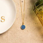 Blue Opal Gemstone Small Disc Gold Necklace Necklaces Soul & Little Rose   