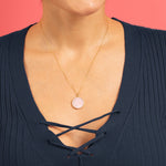 Pink Opal Coin Shape Gold Pendant Necklace Necklaces Soul & Little Rose   