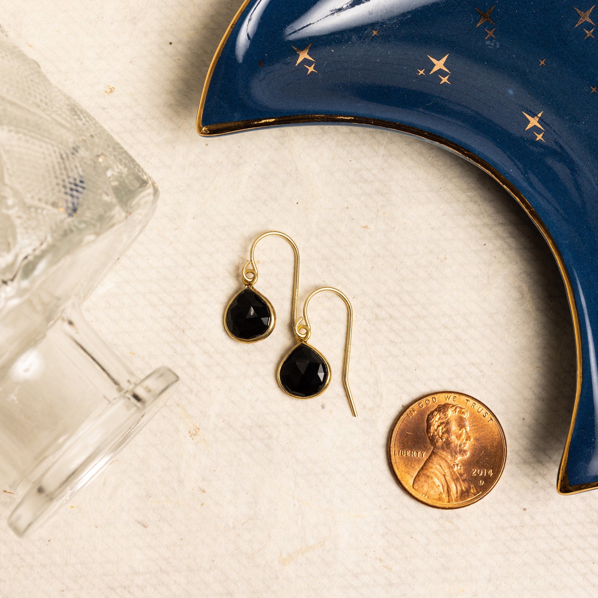 Black Onyx Drop Gold Earrings Earrings Soul & Little Rose   