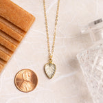 Green Amethyst Leaf Gemstone Gold Pendant Necklace Necklaces Soul & Little Rose   