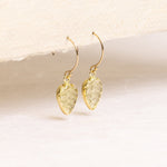 Lemon Quartz Leaf Gold Drop Earrings Earrings Soul & Little Rose   