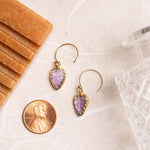 Pink Amethyst Leaf Gold Earrings Earrings Soul & Little Rose   