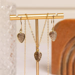 Smokey Quartz Leaf Gemstone Necklace and Earrings Set Necklace and Earrings Set Soul & Little Rose   