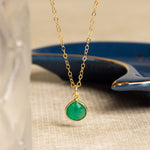 Green Onyx Teardrop Gemstone Gold Necklace Necklaces Soul & Little Rose   