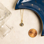 Gray Moonstone Gemstone Gold Teardrop Pendant Necklace Necklaces Soul & Little Rose   