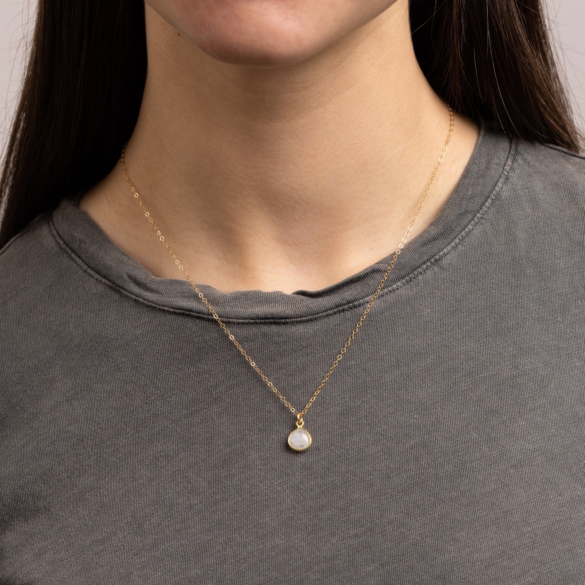 Moonstone Teardrop Gold Pendant Necklace Necklaces Soul & Little Rose   